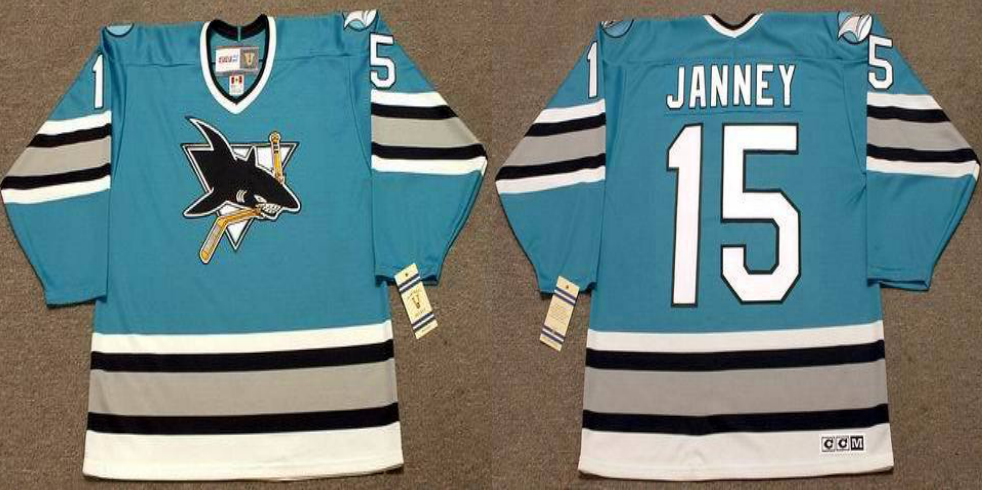 2019 Men San Jose Sharks #15 Janney blue CCM NHL jersey 